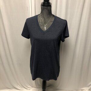 Blue Mountain T Shirt Womens Size Medium Blue V Neck Short Sleeve Tee NEW
